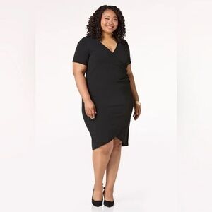 CATO | PLUS SIZE BLACK FAUX WRAP DRESS SIZE 26/28